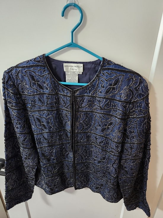 Adrianna Papell Beaded Navy Evening  Jacket - Picture 7 of 15